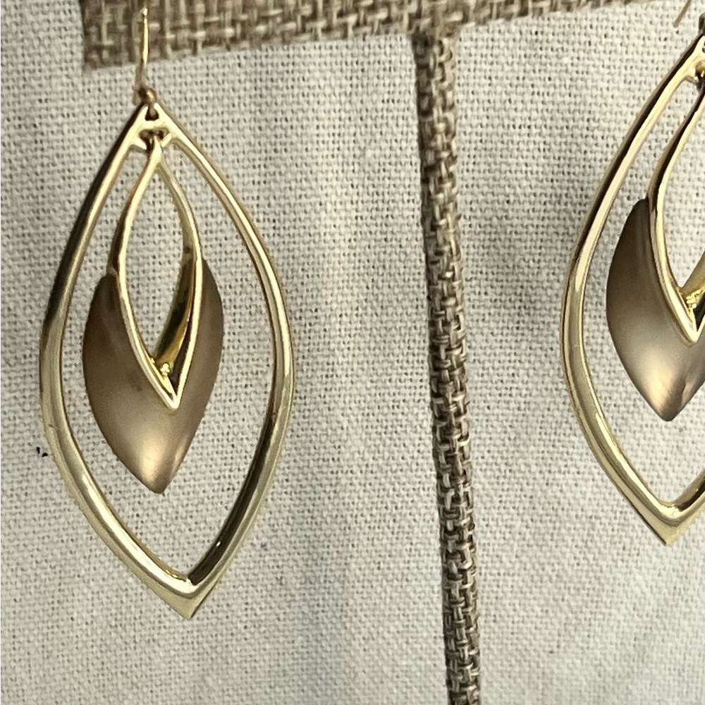 Alexis Bittar Elegant  Gold and Taupe  Drop Earrings